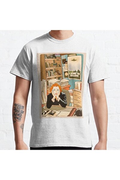 ZOKAWEAR Унисекс тениска със свободен крой и щампа „Скептична Дана Скъли в офиса на Мълдър“ от „Досиетата Х“.