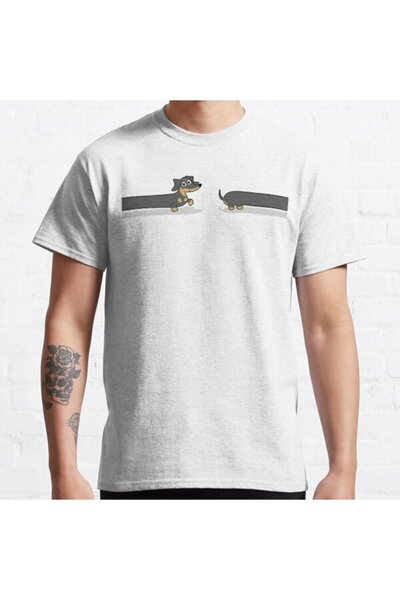 ZOKAWEAR Loose Fit Unisex Long Dog Smooth Black And Tan Dachshund Design Prin...