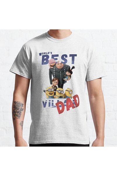 ZOKAWEAR Cel mai bun design pentru tată din lume Minions unisex - Tricou cu ajustare largă