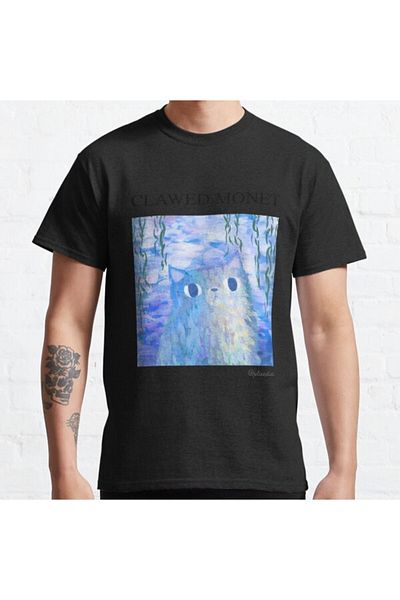 ZOKAWEAR Τυπωμένο μπλουζάκι Loose Fit Unisex Clawed Monet Artist Cat Design
