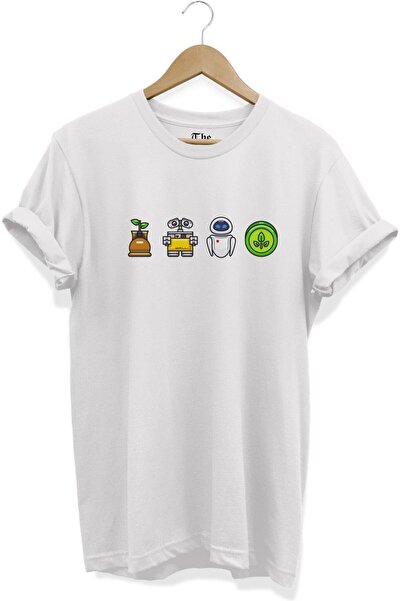 ZOKAWEAR Tricou unisex cu mânecă scurtă cu imprimeu color alb Wall E - Vol-i