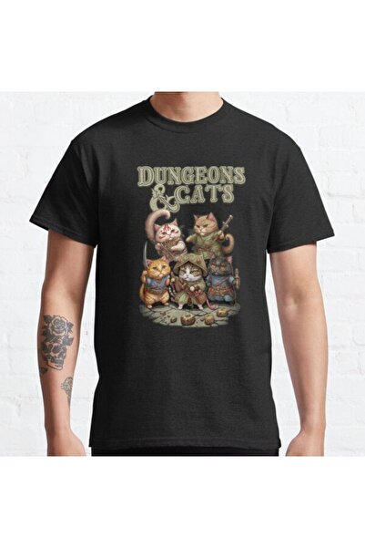 ZOKAWEAR Tricou imprimat unisex cu design loose-fit Dungeons And Cats