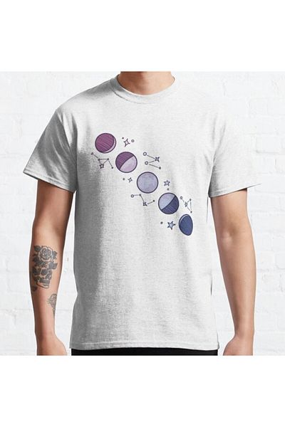 ZOKAWEAR Μπλουζάκι με τυπωμένο σχέδιο Loose Fit Unisex Moon Phases And Stars