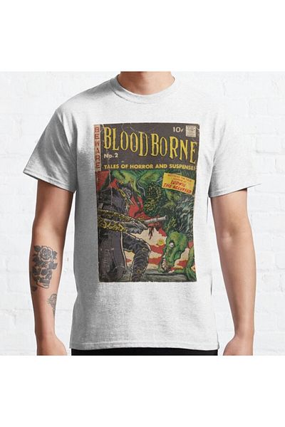 ZOKAWEAR Tricou imprimat cu copertă de benzi desenate Bloodborne, loose fit, unisex