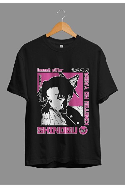 ZOKAWEAR Tricou cu imprimeu unisex, loose fit Demon Slayer Shinobu Anime Char...