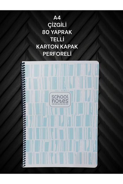 SEYFİKİRTASİYE STRIPED A4 80 LEAVES WIRE NOTEBOOK CARDON COVER WITH PERFORATION