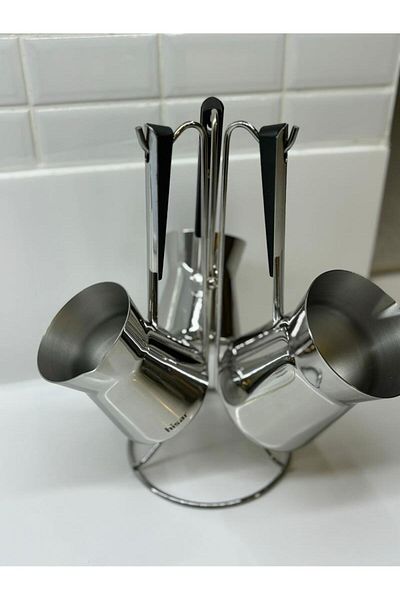 Hisar Galata Hanging 3-Piece Coffee Pot Set Set Stainless Steel 4 Pieces