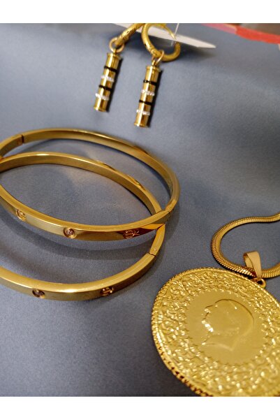 KobalBusiness Çelik set-50cm italyan zincirli tam altın modeli 2 adet ince ta...