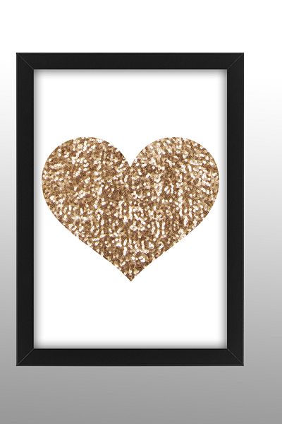 bymat Love Gold - Cadru negru cu imagine decorativă 30x40 - Pictură A3 - 762