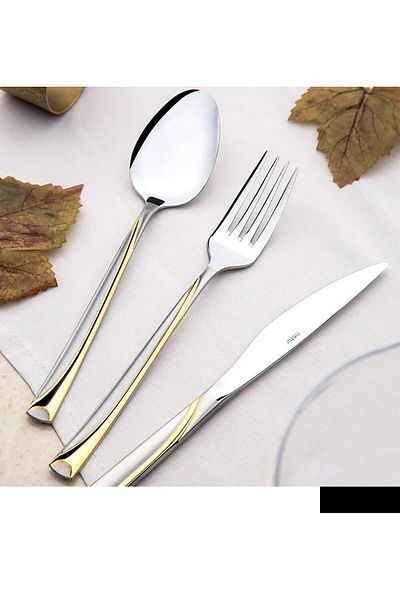 Nehir fiesta gold satin fork spoon knife set - 72 pieces for 12 people