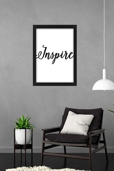 bymat Tablou Inspire - Cadru decorativ 30x40 - Tablou cu imagine neagra