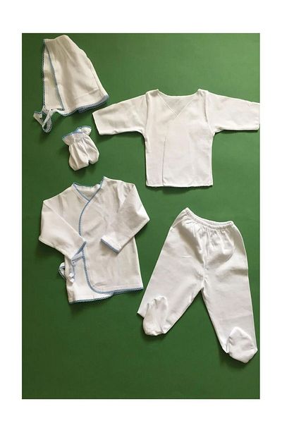 Miniworld Unisex Baby White 5 Piece Bodysuit Set