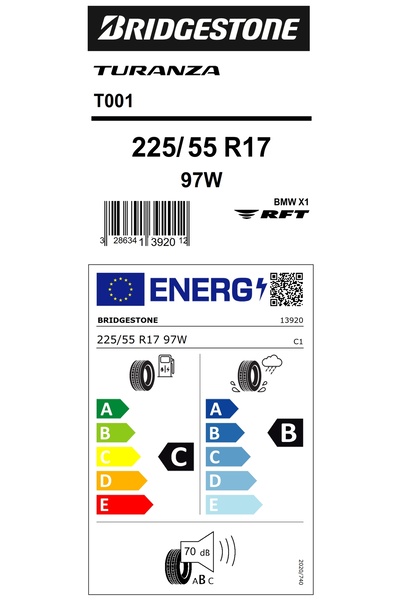 Bridgestone 225/55R17 97W TURANZA T001 RFT (*) OTO YAZ LASTİĞİ (ÜRETİM YILI:2...