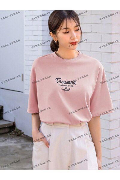 Adrift Γραφικό μπλουζάκι BAY Unisex Letter με ανοιχτό τους ώμους - KOD-1386