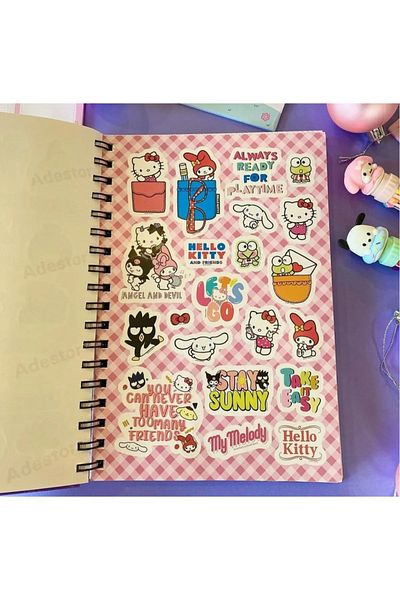 tüftürük Говорещ планер за дневник Sanrio Kuromi My Melody Cinnamoroll с прикачен стикер