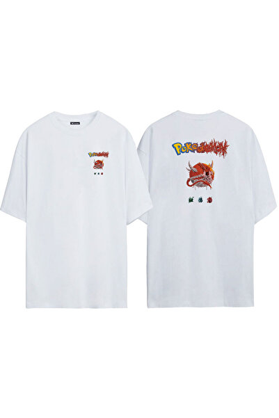 THEWERT Unisex Pokedemon Prednja i zadnja strana Štampano Bela Oversize kroj ...