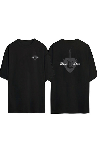 THEWERT Unisex Rock Star Bass Chitar Muzică Rock Ilustrație Față Spate Tricou...