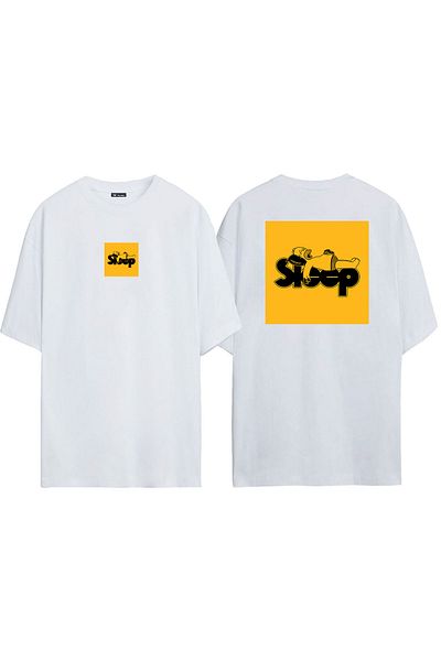 THEWERT Μπλουζάκι Unisex Sleep Simson Μπροστά και Πίσω με στάμπα λευκό Oversize