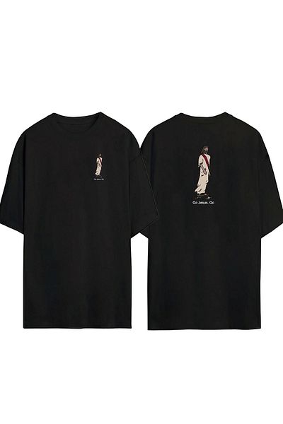 THEWERT Unisex Jesus On A Skateboard με μοτίβο μαύρο μπλουζάκι Oversize
