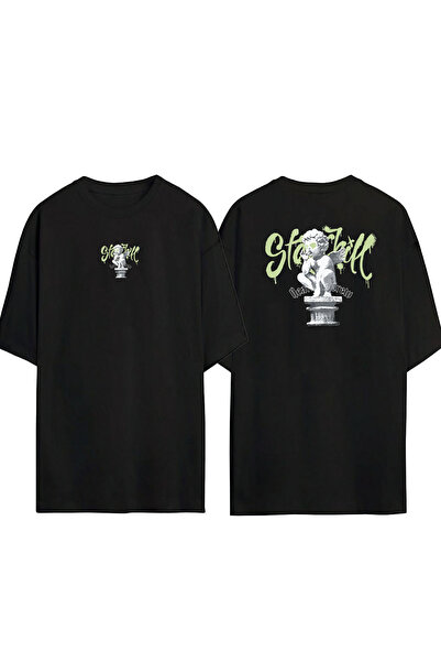 THEWERT Unisex Heathans Crew Prednja i zadnja strana Štampano Crna Oversize k...