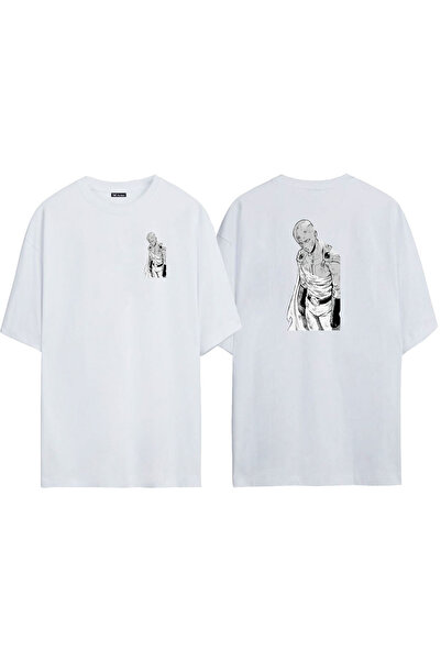 THEWERT Unisex manga Saitama anime prednja strana zadnja strana Štampano bela...