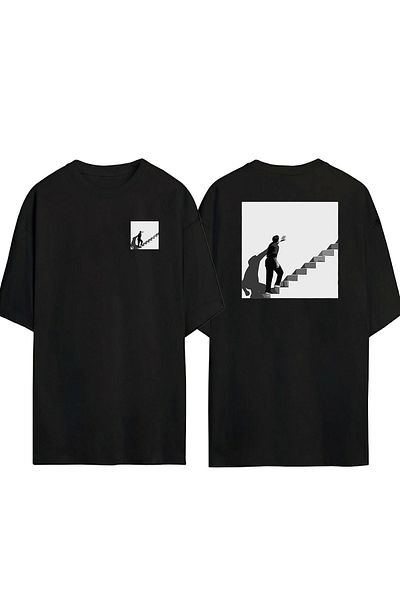 THEWERT Tricou oversize negru cu imprimeu Truman Show, unisex, în față și în spate
