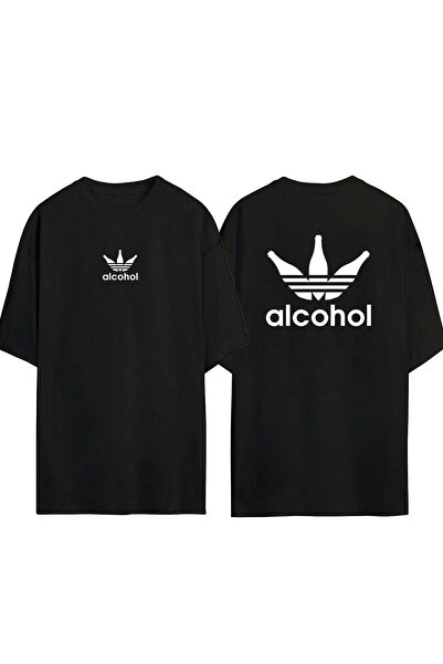 THEWERT Unisex alkohol prednja strana zadnja strana Štampano crna Oversize kr...