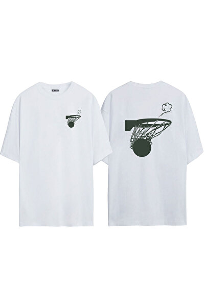 THEWERT Unisex košara, Swish prednja i zadnja strana Štampano bela Oversize k...