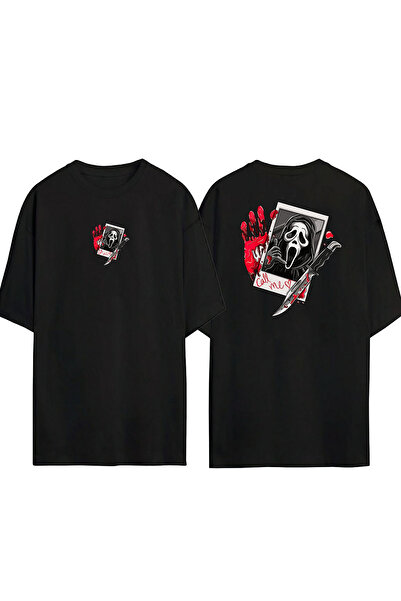 THEWERT Tricou supradimensionat negru cu imprimeu Scream, Call Me, unisex