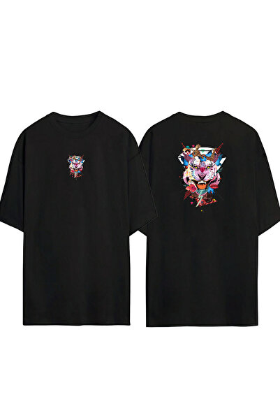 THEWERT Tricou supradimensionat negru cu imprimeu unisex Charming Catwoman Ti...