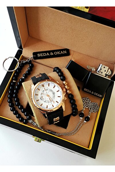 Time İst KİŞİYE ÖZEL ERKEK KOL SAATİ SETİ : SAAT, TESBİH, BİLEKLİK, ANAHTARLIK, ÇAKMAK.