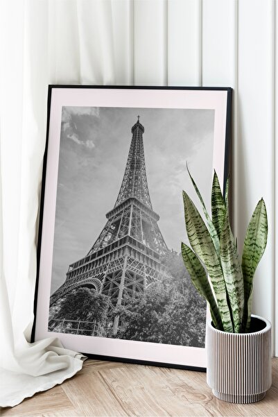Hiruko Tasarım Atölyesi Ahşap Tablo Fransa-Eyfel Kulesi Siyah-Beyaz Dekoratif...