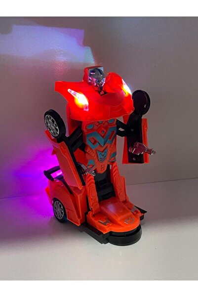 Shem Transformers Arabası Turuncu Işıklı Sesli Kendinden Robota Dönüşebilen Ç...