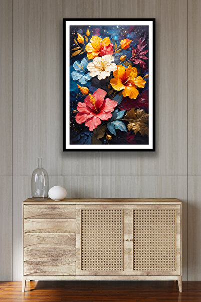 Nod Model de pictură murală din lemn cu aspect de cadru de pictură cu flori m...