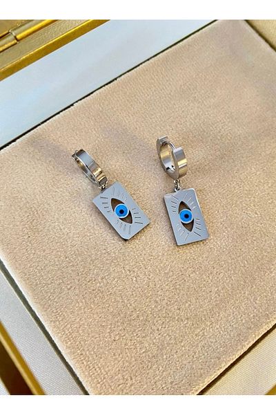 YOUES JEWELRY Steel Eye Card Earrings Silver