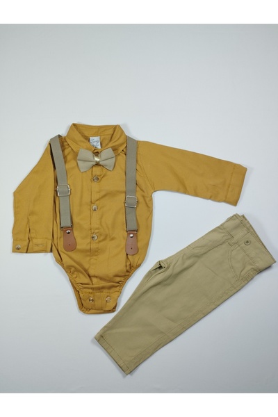 Terry Çıtçıtlı Gömlekli Papyonlu Bebek Takım
