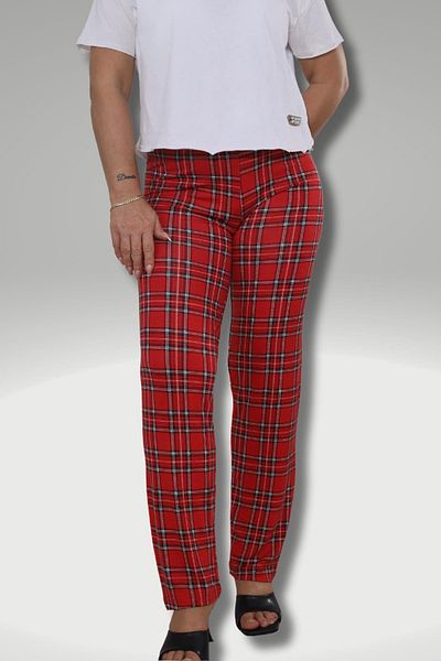 ikontarz Women's Red Plaid Pajama Bottoms
