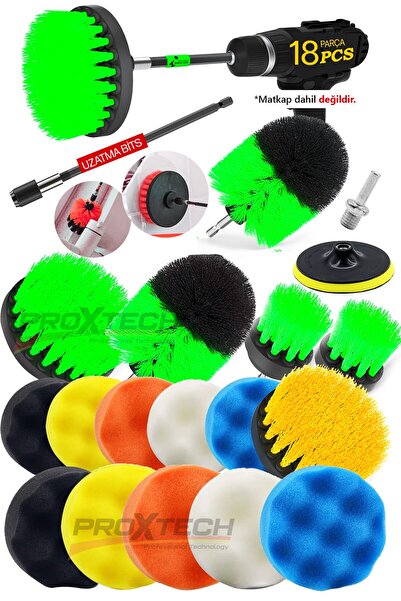PROXTECH Combo Profesyonel Temizlik 18Parça Pasta Cila Polisaj Süngeri Matkap...