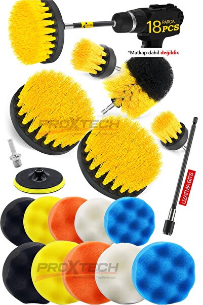 PROXTECH Profesyonel GenelTemizlik 18Parça Pasta Cila Polisaj Süngeri Matkapa...