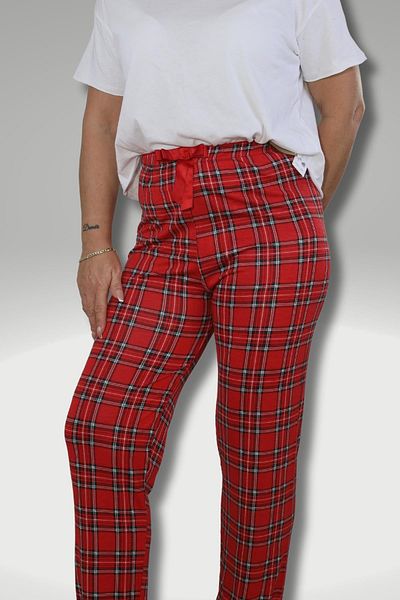 ikontarz Women's Red Plaid Pajama Bottoms