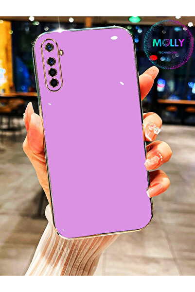 Molly Realme 6 İçin Lavanta Kenarları Gold Detaylı Lüks Silikon Kılıf
