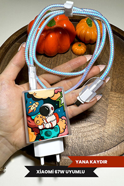 WANNA PROTECT Xiaomi 67w Uyumlu Şeffaf Şarj Başlığı Adaptörü Koruma Kablo Kor...