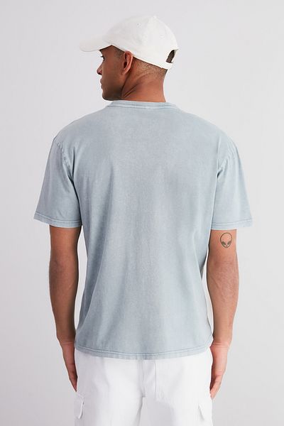 Trendyol Collection Μπλε Oversize Vintage βαμβακερό μπλουζάκι τσέπης - TMNSS24TS00045