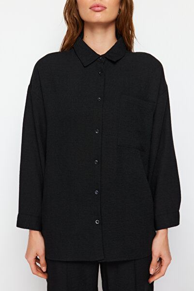 Trendyol Collection Fekete szőtt ing és nadrág szett - TWOSS24AU00114