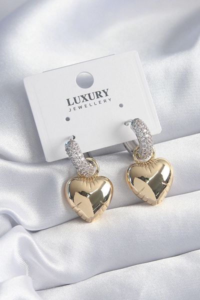 xmldünyası VIP Series - Brass Silver Zircon Stone Star Heart Hoop Women's Earrings