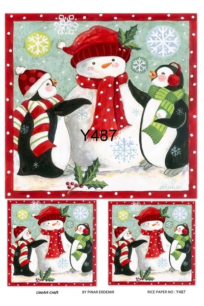 LİNEART Y487 ديكوباج نحاسي بتصميم رقاقات الثلج على شكل بطريق ورجل ثلج - 30x42