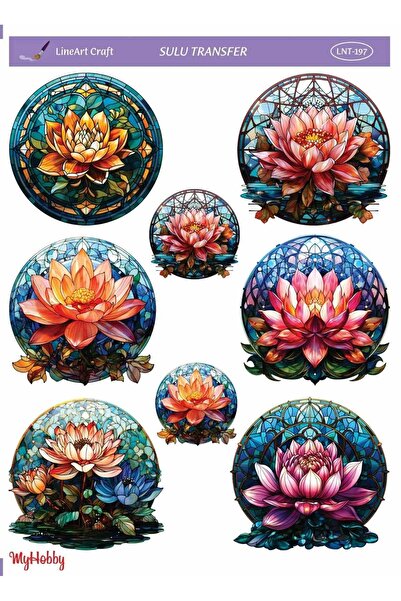 LİNEART LineArt Vitray Lotus Desenli Sulu Transfer LNT-197 25x35