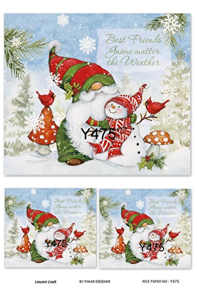 LİNEART Y475 - ديكوباج نحاسي بنمط جنوم للعام الجديد، رجل ثلج 30x42