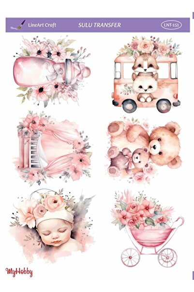 LİNEART Pembe Bebek Modelleri Sulu Transfer LNT-151 25x35