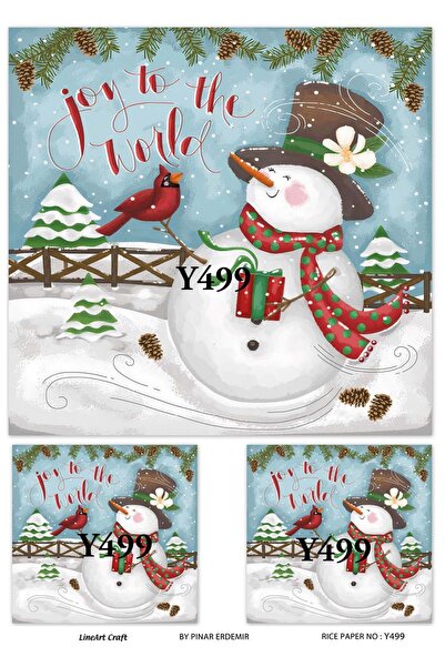 LİNEART Y499 Joy To The World - ثلج أحمر أخضر منقوش نحاسي ديكوباج 30x42